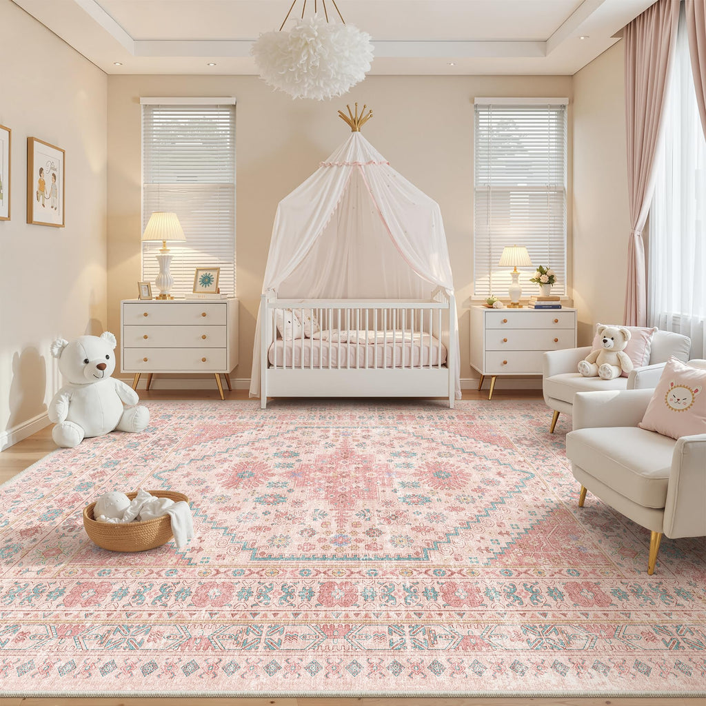 zesthome Pink Rugs for Bedroom-8x12 Area Rugs for Living Room,Girls Room