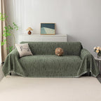 MYSKY HOME Couch Covers for 3 Cushion Couch Sofa, Sectional Couch Cover L Shape Chenille Couch Cushion Covers for Pets, Furniture Protector Cover for Dogs, Kids, 91"X150", Moss Green