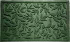 Green Leaves Outdoor Indoor Entrance Door mat, Absorbent Durable Heavy Duty Welcome Front Door Mat,Thick Natural Rubber Back,Easy Clean Entryway Mat 17x30 Inch, Low Profile