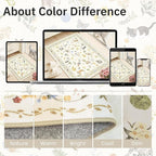 Cat 3x5 Area Rugs for Entryway, Machine Washable Animal Floral Accent Rug Non-Slip Low Pile Soft Throw Rugs for Kitchen Bedside Living Room Bedroom Kids Room (3 x 5,Beige)