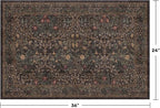 Boho Brown Washable 2x3 Entryway Rug - Front Door Mat Rugs Indoor Entrance, Non-Slip Vintage Floral Small Throw Rug for Kitchen, Bathroom, Dark Modern Western Unique Entry Décor