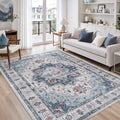 zesthome 5x7 Area Rugs for Living Room,Large Washable Rug,Blue