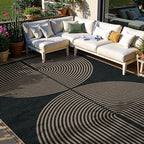 Lahome Enfys Rainbow Easy Jute Outdoor Carpet, Washable Rugs 9x12 for Living Room Patio Large Farmhouse Indoor Outdoor Carpet, Contemporary Black Dining Room Rugs for Under Table Office Backyard