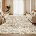 Restydon 5x7 Area Rugs for Living Room,Large Washable Rug,Brown