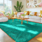 OLANLY Area Rugs for Living Room Bedroom, Machine Washable 4x5.9 ft Soft Fluffy Shaggy Bedside Rug, Indoor Floor Carpet for Kids Girls and Boys, Dorms, Nursery Rooms, Home Decor Aesthetic, Teal Green