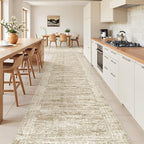 Washable Runner Rug 2.5x14, Non-Slip Long Hallway Runner for Entryway, Soft Vintage Kitchen Mats for Floor, Abstract Dining Room, Bedroom, Living Room Rugs(2.5'x14', Brown/Ivory)