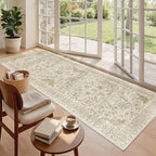Madane Hallway Runner 3x8, Kitchen Rugs Washable Entryway Rug 8ft Vintage Kitchen Runners Non Slip Indoor Area Rug Farmhouse Carpet Runner for Bathroom Living Room Bedroom (3 X 8, Beige/Blue)
