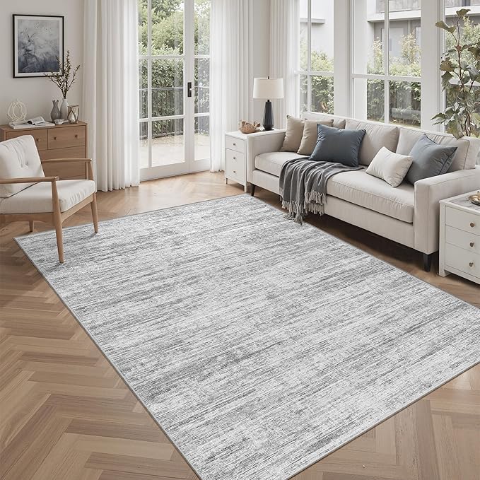 Kearoat 5x7 Area Rugs - Ultra-Thin Washble Rugs,Non-Slip Low Pile Abstract Print Rugs for Living Room,Home Office Decor,Stain Resistant Machine Washable Area Rug