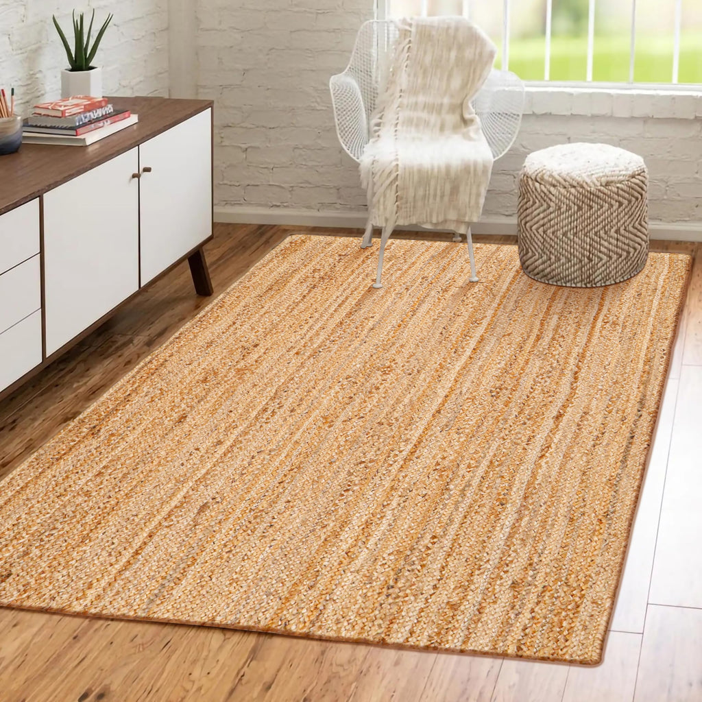 Hausattire Jute Braided Area Rug, Natural, 3x5 ft