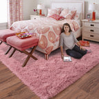Quntue Rugs for Living Room 8x10, Soft Shaggy Modern Shag Area Rug for Bedroom, Upgrade Non-Slip Plush Fluffy Carpet for Kids Boys Girls Room Home Decor Aesthetic, Blush