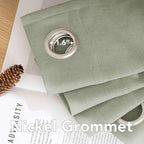 H.VERSAILTEX Elegant Natural Linen Blended Energy Efficient Light Filtering Linen Semi Sheer Textured Curtains/Nickel Grommet Window Treatments Panels/Drapes (Set of 2, Sage, 52 Inch x 45 Inch)