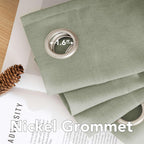 H.VERSAILTEX Elegant Natural Linen Blended Energy Efficient Light Filtering Linen Textured Semi Sheer Curtains/Nickel Grommet Window Treatments Panels/Drapes (Set of 2, Sage, 52" x 54")