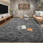 Tepook Soft Fluffy Rugs for Living Room, 5x8 Shaggy Area Rug for Bedroom, Modern Shag Rug Fuzzy Carpets for Kids, Plush Indoor Nursery Home Decor Rug with Non-Slip Bottom, Dark Grey