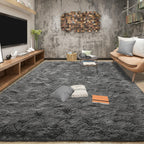 Tepook Area Rugs 9x12 for Living Room, Super Soft Fluffy Rugs for Bedroom, Modern Shaggy Rug Fuzzy Carpets for Kids, Plush Indoor Nursery Home Decor Rug with Non-Slip Bottom, Dark Grey