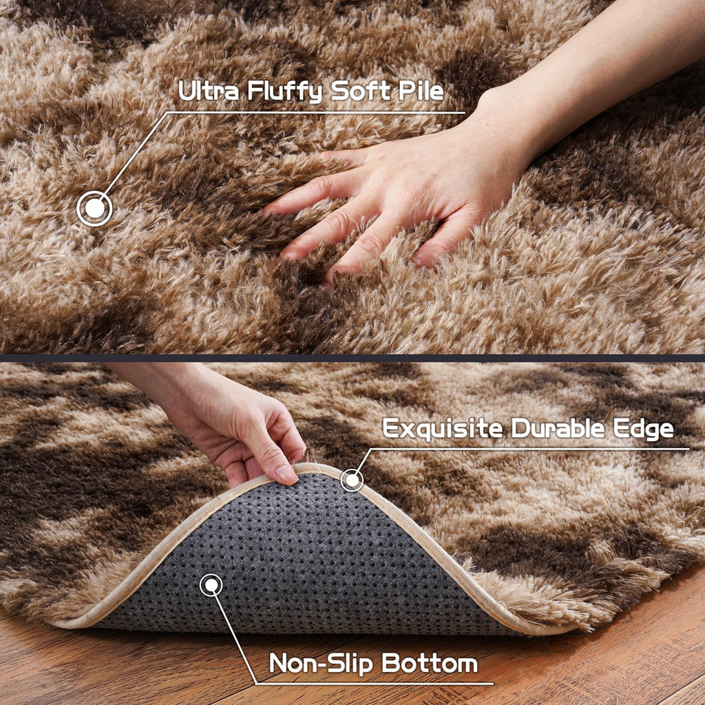 9x12 Area Rug for Living Room, Shag Large Rug for Bedroom,Brown Coffee