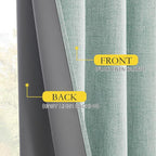 NICETOWN 100% Absolutely Blackout Linen Curtains with Thermal Insulated White Liner, Seafoam Green, 52" Wide, 90" Length Energy Saving Curtains for Living Room 2 Panels Set, Vertical Blinds