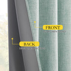 NICETOWN 100% Absolutely Blackout Linen Curtains with Thermal Insulated White Liner, Seafoam Green, 52" Wide, 120" Length Energy Saving Curtains for Living Room 2 Panels Set, Vertical Blinds