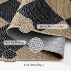 Lahome Checkered Easy Jute Non Slip Runner Rug, 2x6 Kitchen Runner Rug Washable Outdoor Rug for Entryway Indoor, Checkerboard Black Indoor Outdoor Carpet for Hallway 6ft Entry Front Door
