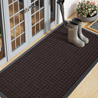 Smiry Front Door Mat Outside Entrance, Heavy Duty Natural Rubber Doormat, Non Slip, Trap Dirt and Moisture, Easy Clean, Low Profile Welcome Floor Mats for Indoor Outdoor Entry, 47x23 Inch, Brown