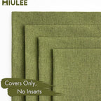 MIULEE Pack of 4 Decorative Solid Waterproof Throw Pillow Covers Linen Garden Farmhouse Cushion Cases for Outdoor Patio Tent Balcony Couch Sofa 16x16 inch Green