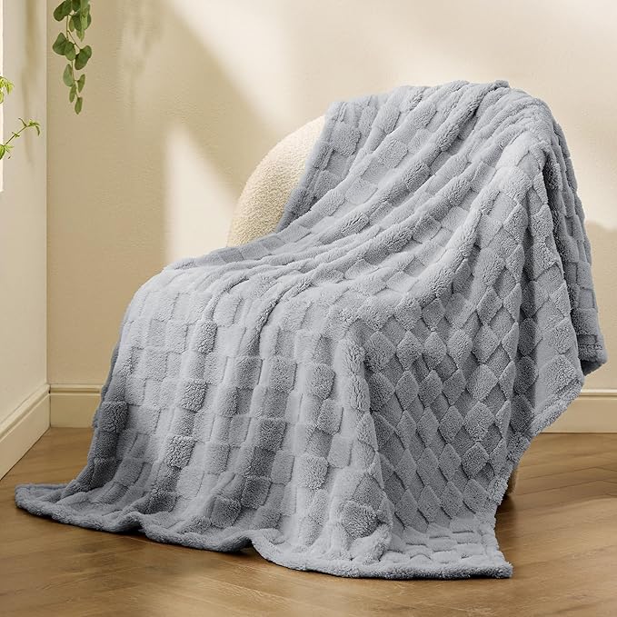Bedsure GentleSoft Silver Grey Throw Blanket for Couch - Super Soft Cozy Blankets Gifts for Kids Girls, Cute Small Fleece Throws for Bedroom Home Decor, 50x70 Inches