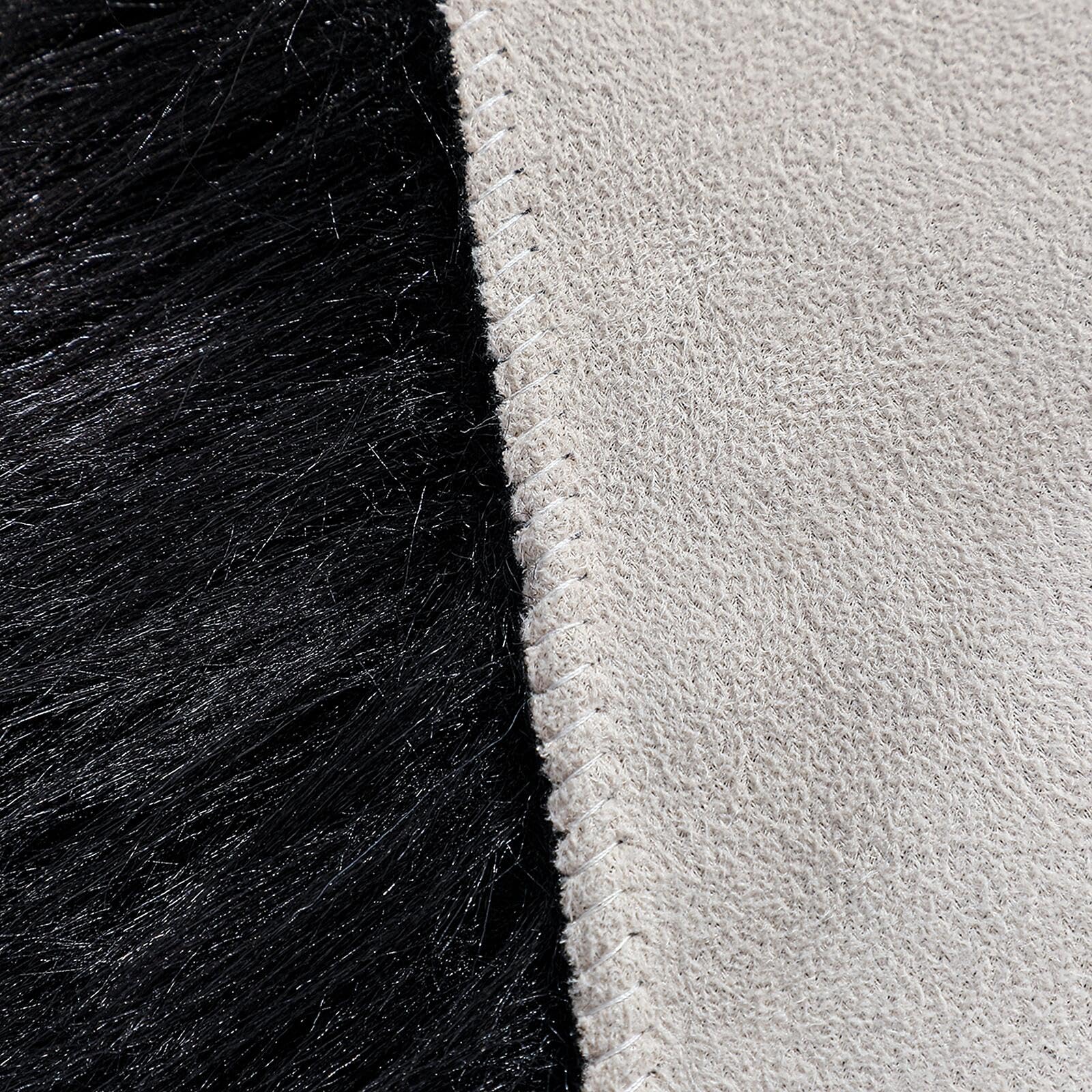 linmopm Faux Fur Rug Sheepskin Shag Fluffy Fuzzy Black 6x9 ft Rugs for Bedroom Bedside Bed Floor Living Room Plush Rectangle High-Density Cushion Carpet Super Sofa Cover