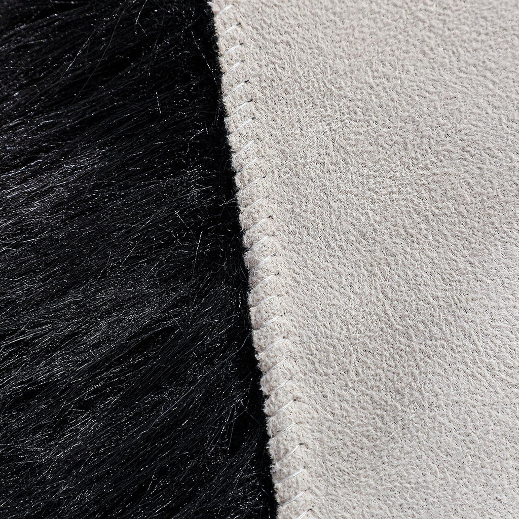 linmopm Faux Fur Rug Sheepskin Shag Fluffy Fuzzy Black 6x9 ft Rugs for Bedroom Bedside Bed Floor Living Room Plush Rectangle High-Density Cushion Carpet Super Sofa Cover