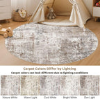 UERMEI 6ft Round Area Rug Living Room Rugs - 6x6 Washable Neutral Modern Abstract Soft Thin Rug Indoor Floor No Slip Rug Carpet for Bedroom Under Dining Table Home Office Decor - Brown/Grey/Red