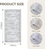 3x6 Runner Rug Non Slip, Thin Entryway Washable Rug for Entryway, Runners for Hallways, Low Pile Vintage Abstract Soft Rugs for Living Room, Kitchen, Bedroom (3'x6', Grey/Ivory)