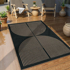 Lahome Modern Rainbow Easy Jute Outdoor Patio Rug, 3x5 Black Office Rug