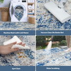 4x6 Area Rugs for Living Room Washable Bedroom Dining Room Blue Grey White
