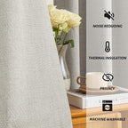 Yakamok Oatmeal Linen Curtains 100% Blackout 84 Inches Long,Room Darkening Textured Curtains for Living Room Thermal Grommet Bedroom Curtains 2 Panels with White Liner