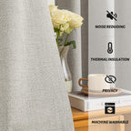 Yakamok Oatmeal Linen Textured Curtains 90 Inches Long for Living Room