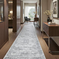 Restydon 2x12 Runner Rug Non Slip,Washable Hallway Runner Rug,Grey