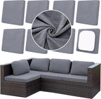 8Pcs Outdoor Cushion Covers, Patio Cushion Covers,Stretch Elastic Slipcovers, Replacement Washable & Reusable Furniture Protector for Patio Couch,Thick Jacquard Fabric(Grey, Cover Only)