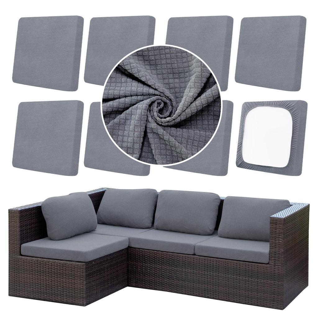 DREAHOTEXTIL 8Pcs Outdoor Cushion Covers, Elastic Patio Cushion Covers