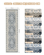Restydon 3x10 Runner Rug Non Slip Washable Hallway Runner, Blue/Beige