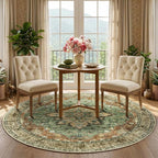 RELEANY Area Rugs 5ft Washable Non-Slip, Floral Vintage Distress Print Pattern Medallion Carpet for Living Room Bedroom Dining Room, Brick Red Rust Neutral Brown Burnt Orange