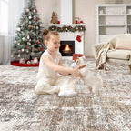 UERMEI Area Rug Living Room Rugs - Washable Neutral Modern Abstract Soft Thin Rug Indoor Floor No Slip Rug Carpet for Bedroom Under Dining Table Home Office Decor - Brown/Grey/Red - 6x9