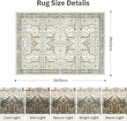 Washable 2x3 Entryway Area Rug - Small Non Slip Vintage Kitchen Runner Rugs Indoor Entrance Soft Neutral Stain Resistant Bathroom Mat Farmhouse Carpet for Bedroom Living Room Entry Laundry 2'x3' Green