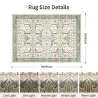 Washable 2x3 Entryway Area Rug - Small Non Slip Vintage Kitchen Runner Rugs Indoor Entrance Soft Neutral Stain Resistant Bathroom Mat Farmhouse Carpet for Bedroom Living Room Entry Laundry 2'x3' Green