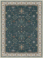 Hazo Haus Dark Green Vintage Living Room Rug 9x12 - Boho Unique Floral Victorian Decor, Washable Low Pile Non-Slip Extra Large Area Rugs for Dining Under Table Bedroom