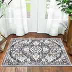 HEBE Washable Area Rug - 2'x3' Non Slip Soft Distressed Medallion Bedroom Boho Living Room Accent Throw Vintage Entry Floor Carpet for Dining Room Bathroom Entryway