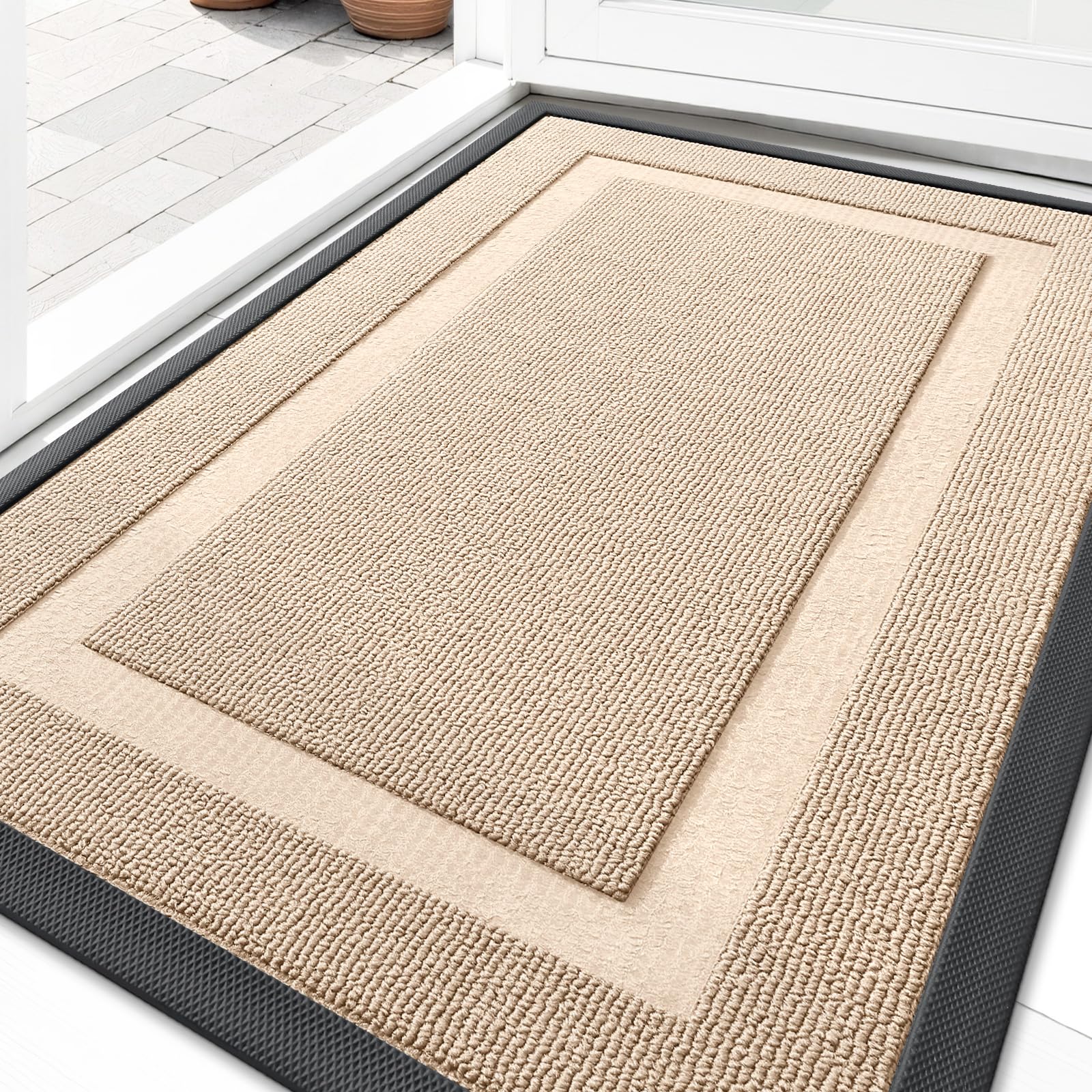 OLANLY Front Door Mat Outside 33x21, All-Season Heavy-Duty Rubber Doormat