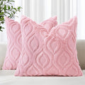 decorUhome Faux Fur Plush Light Pink Throw Pillow Covers 18x18 Set of 2