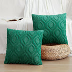 decorUhome Throw Pillow Covers 24x24 Inch Set of 2, Soft Plush Faux Wool Green Solid Couch Pillow Covers, Accent Euro Sham Farmhouse Neutral Square Pillow Cases for Sofa Bed Living Room