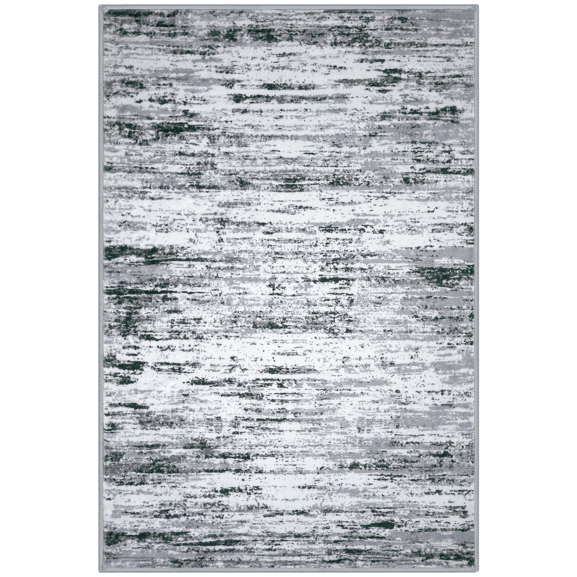Lansny Modern Abstract 5x7 Machine Washable Area Rug Non-Slip Soft Bedroom Living Romm Rug Black Gray White Ultra Thin Print Faux Wool Floor Carpet Throw Rugs for Nursery Playroom Dining Room Indoor