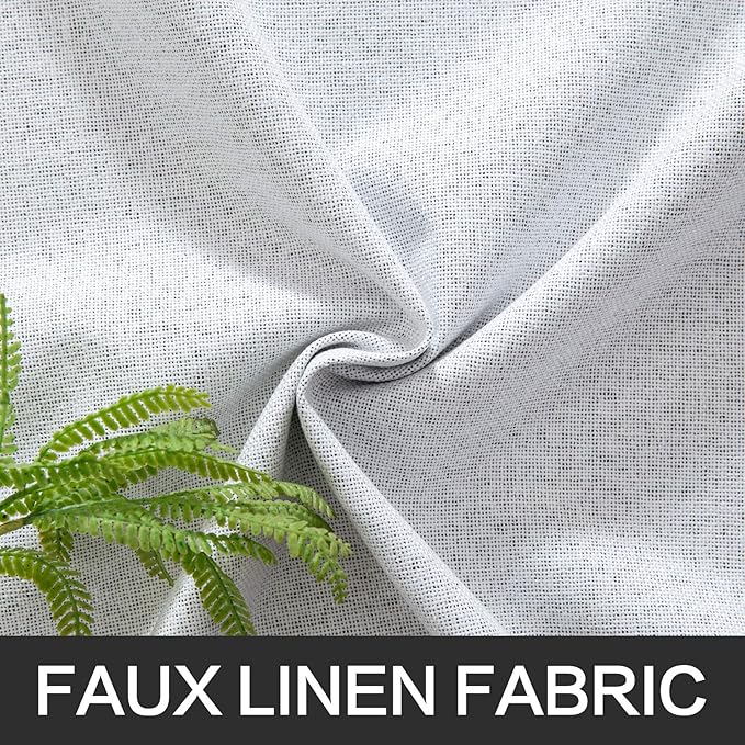 MIULEE 100% Blackout Linen Curtains for Bedroom 52x108 Inches Grayish White