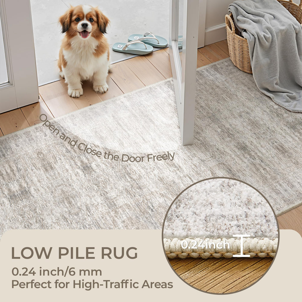 Restydon 2x12 Runner Rug Non Slip,Washable Hallway Runner Rug,Taupe