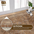 Washable Area Rug 3' x 5 ' Vintage Traditional Persian Mat - Foldable Distressed Non-Slip Machine Washable Carpet for Living Room Bedroom Kitchen Home Decor - Bronze and Ivory